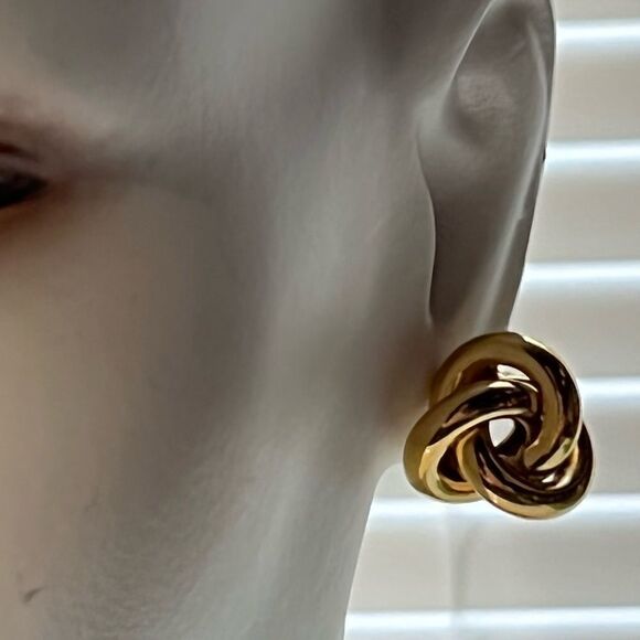 Bundle Sale 3 for $15 | Two Pair Gold Tone Knot Earrings Small & Large - Picture 3 of 12